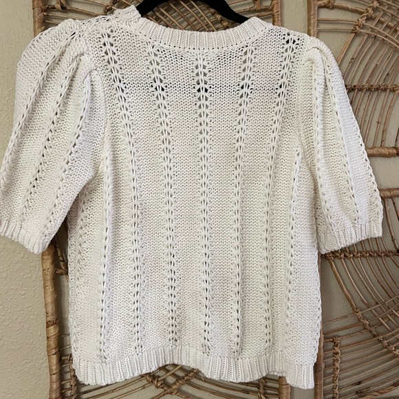 STORIA Anthropologie Allover Bow Sweater Cropped Ribbon Bow Coquette Sz M - Picture 2 of 10